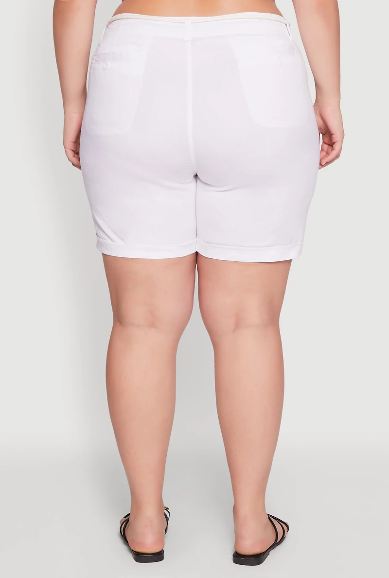 Plus Rope Belted Shorts