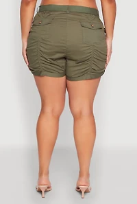 Plus Ruched Belted Shorts