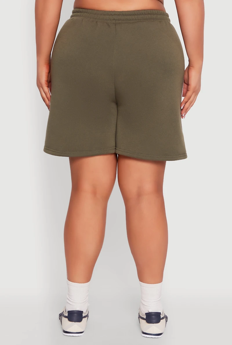 Womens Plus Size Varsity Stripe Side Sweatshorts, Green, Size 2X