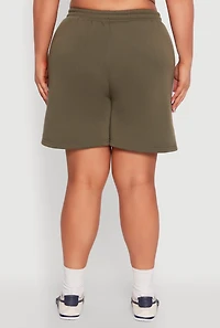 Womens Plus Size Varsity Stripe Side Sweatshorts, Green, Size 2X