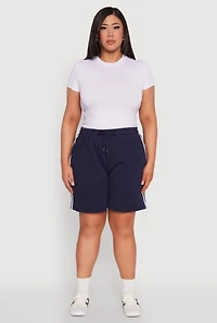 Womens Plus Varsity Stripe Side Sweatshorts,