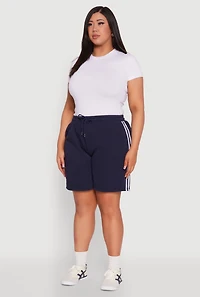 Womens Plus Varsity Stripe Side Sweatshorts,