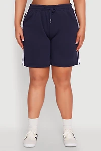Womens Plus Varsity Stripe Side Sweatshorts,