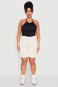 Womens Plus Size Fleece Lined Sweatshorts, White, Size 3X