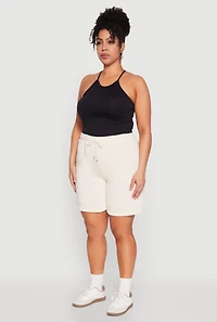 Womens Plus Size Fleece Lined Sweatshorts, White, Size 3X