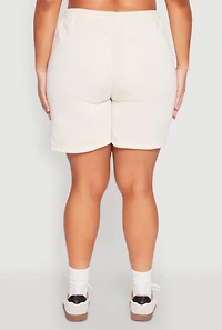 Womens Plus Size Fleece Lined Sweatshorts, White, Size 1X