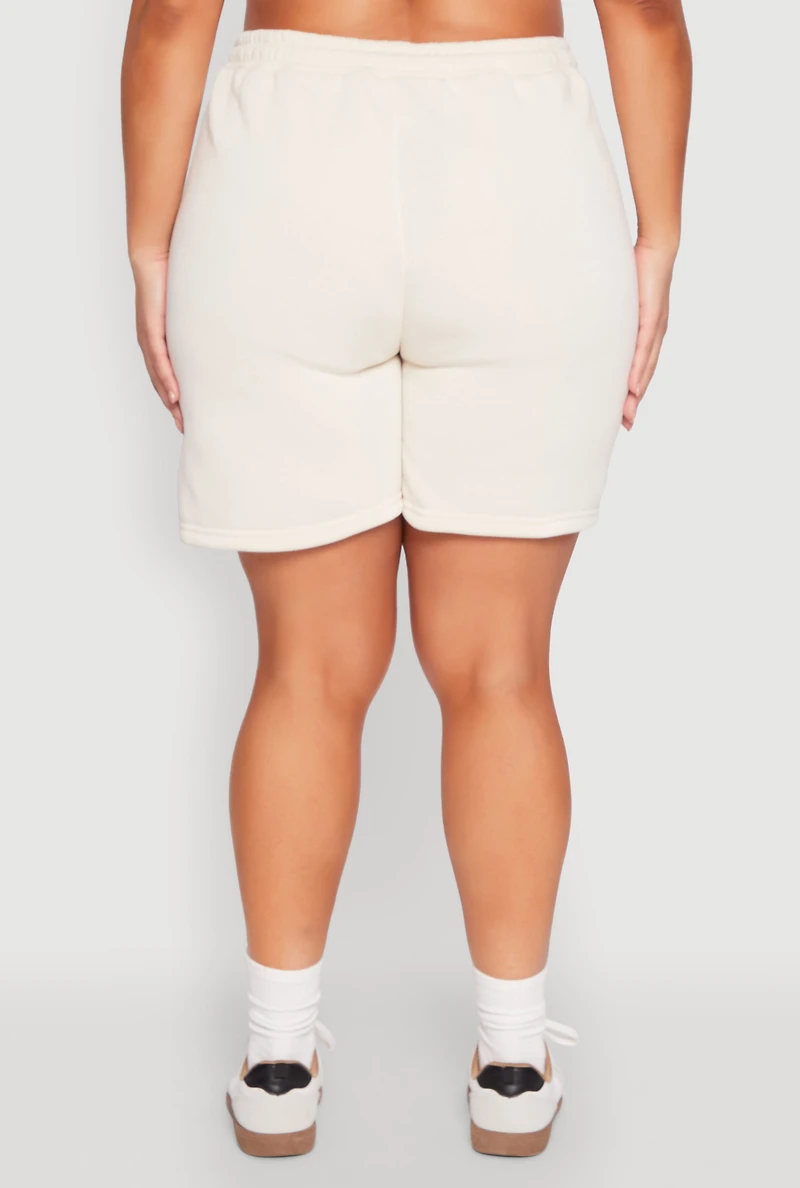 Womens Plus Size Fleece Lined Sweatshorts, White, Size 3X