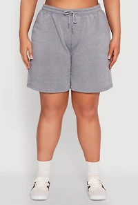 Womens Plus Size Fleece Lined Sweatshorts, Grey, Size 2X