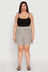Womens Plus High Waisted Striped Shorts, Multi,