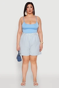 Womens Plus High Waisted Striped Shorts, 1X