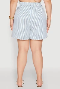 Womens Plus High Waisted Striped Shorts, 1X