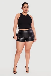 Plus Side Caged Faux Leather Shorts