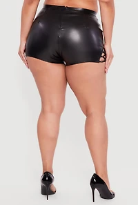 Plus Side Caged Faux Leather Shorts