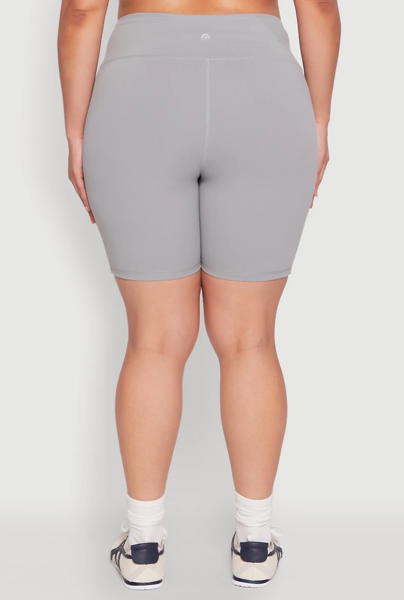 Womens Plus Size Cell Phone Pocket Snatched Bike Shorts, Grey, Size 2X
