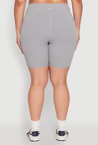 Womens Plus Size Cell Phone Pocket Snatched Bike Shorts, Grey, Size 1X