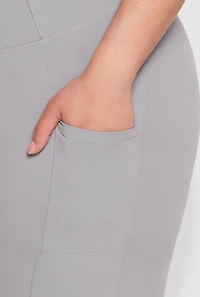 Womens Plus Size Cell Phone Pocket Snatched Bike Shorts, Grey, Size 2X