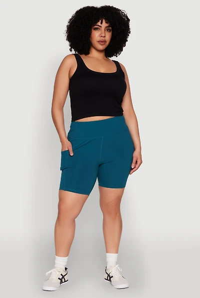 Womens Plus Cell Phone Pocket Snatched Bike Shorts,