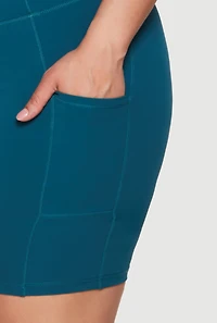 Womens Plus Size Cell Phone Pocket Snatched Bike Shorts, Blue, Size 3X