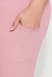 Womens Plus Size Cell Phone Pocket Snatched Bike Shorts, Pink, Size 3X