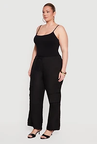 Plus Crepe Knit Drawstring Waist Cargo Pants