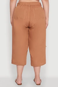 Womens Plus Tie Cargo Pocket Capri Pants, 1X