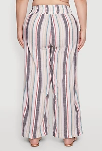 Womens Plus Size Striped Drawstring Waist Palazzo Pants, Multi, Size 3X