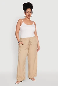 Plus Smocked Waist Palazzo Pants