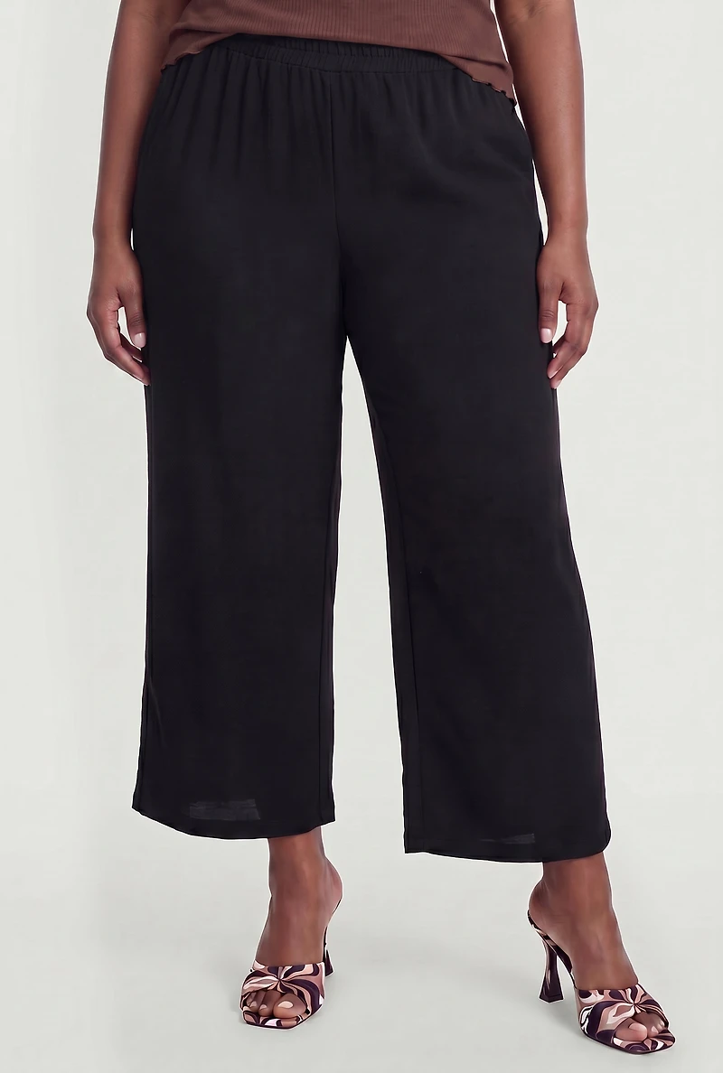 Plus Smocked Waist Wide Leg Pants