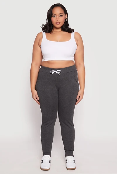 Womens Plus Size Varsity Stripe Joggers, Grey, Size 2X