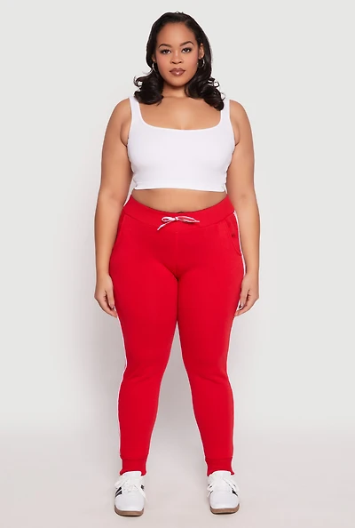 Womens Plus Size Varsity Stripe Joggers, Red, Size 3X