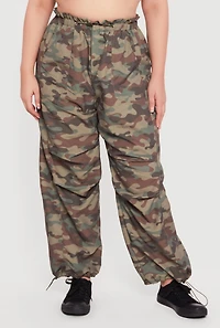 Plus Camouflage Toggle Drawstring Cargo Joggers