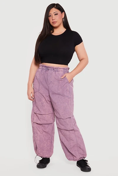 Plus Acid Wash Toggle Drawstring Joggers