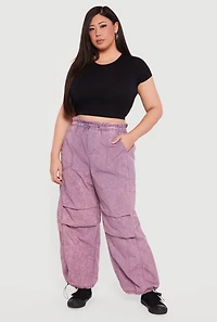 Plus Acid Wash Toggle Drawstring Joggers