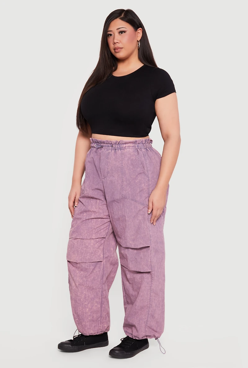 Plus Acid Wash Toggle Drawstring Joggers