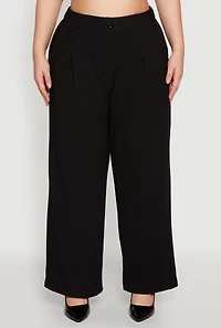 Plus High Waist Wide Leg Trousers