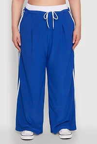 Womens Plus Stylish Active Pant with Contrast Trim and Varsity Stripes,