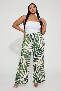 Plus Printed Pattern High Waisted Wide Leg Palazzo Pants