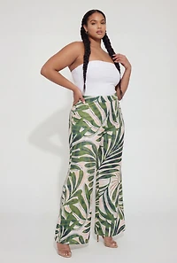 Plus Printed Pattern High Waisted Wide Leg Palazzo Pants