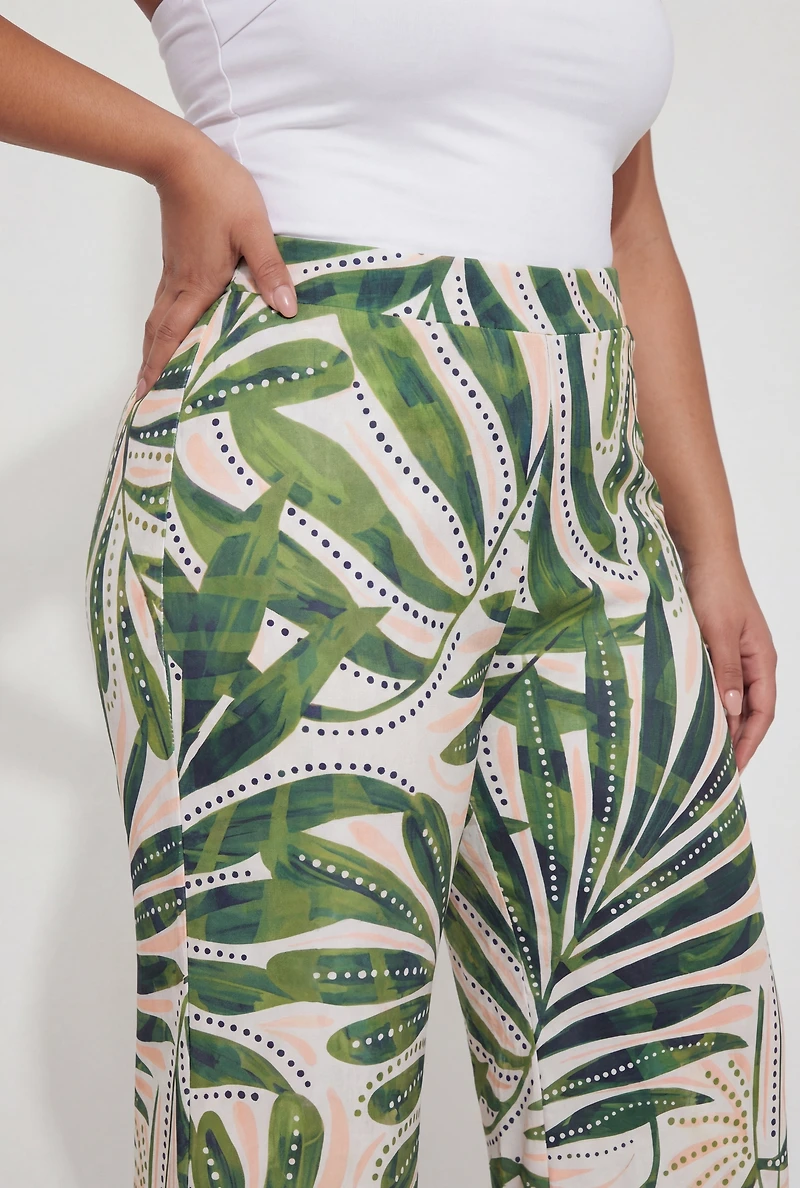 Plus Printed Pattern High Waisted Wide Leg Palazzo Pants