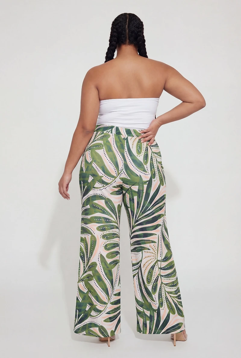Plus Printed Pattern High Waisted Wide Leg Palazzo Pants