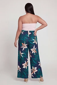 Plus Printed Pattern High Waisted Wide Leg Palazzo Pants