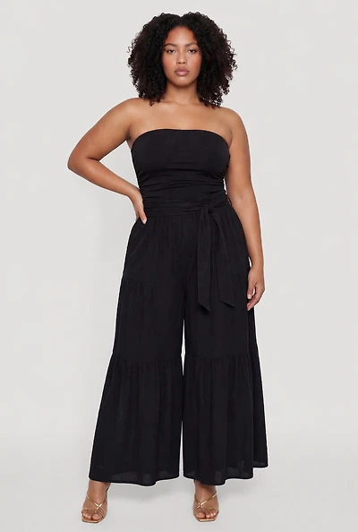 Plus High Waisted Ruched Detail Casual Pants