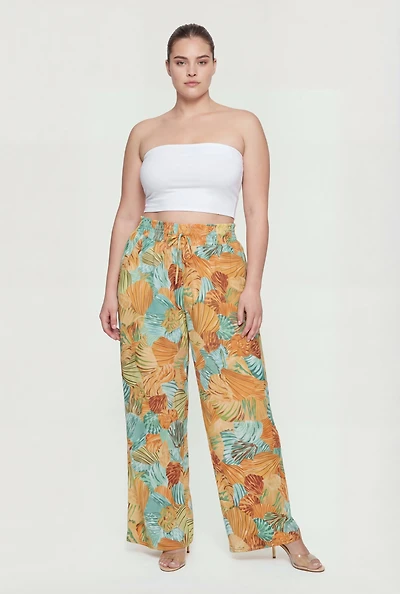 Plus Tropical Print Palazzo Pants