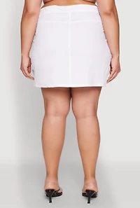 Womens Plus Size Multi Cargo Pocket Mini Skirt, White, Size 2X
