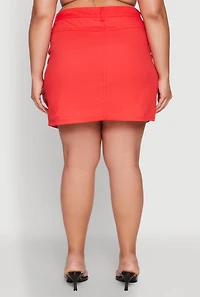 Womens Plus Size Multi Cargo Pocket Mini Skirt, Red, Size 2X