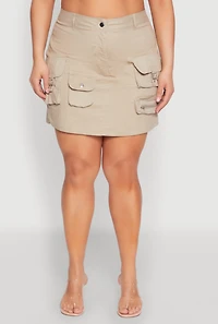 Plus Multi Cargo Pocket Mini Skirt