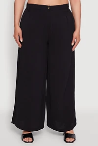 Womens Plus Size Chic Crepe Knit High Waisted Pants, Black, Size 3X