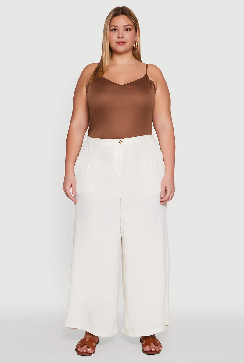Plus Chic Crepe Knit High Waisted Pants
