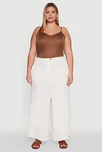 Plus Chic Crepe Knit High Waisted Pants