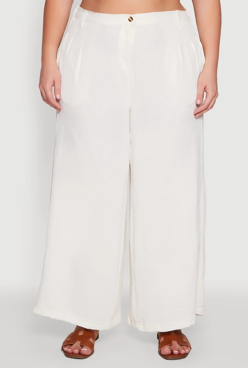 Plus Chic Crepe Knit High Waisted Pants